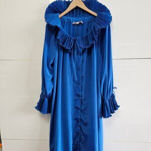 Vintage Oscar de la Renta at Home Royal Blue House Coat 1980's